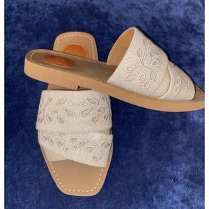 Chloé Woody Embroidered Linen Slides 6
